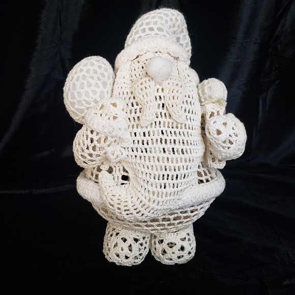 Handmade Other - Crochet Lace Doily Christmas Santa Handmade‎ Holiday Decor Shelf Sitter